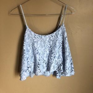 Blue lace crop top